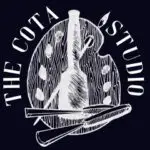 The Cota Studio logo - mallet, chisels, paint brush and pallette
