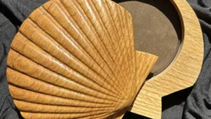 Opened hand-carved scallop box (oak)